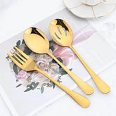 7Pcs Stainless Steel Gold Dinnerware Set
