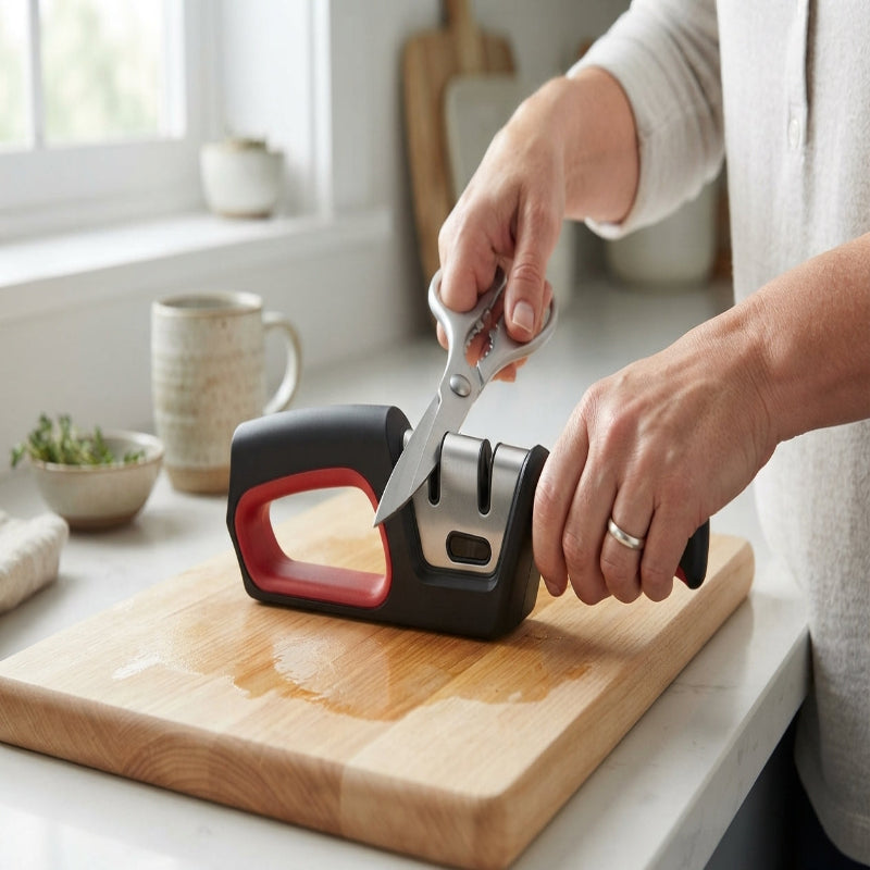 4 In 1 Stainless Steel Kitchen Scissor & Knife Sharpener