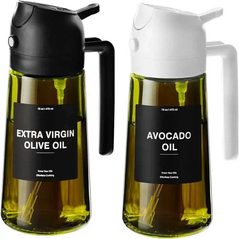 470 ML Cooking Oil Spray Bottle Dispenser 14:200004890#2pcs Blakc White