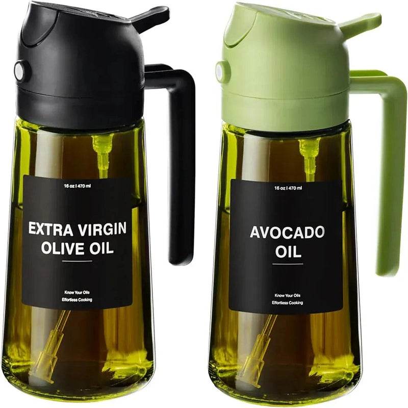 470 ML Cooking Oil Spray Bottle Dispenser 14:200006153#2pcs Black Green