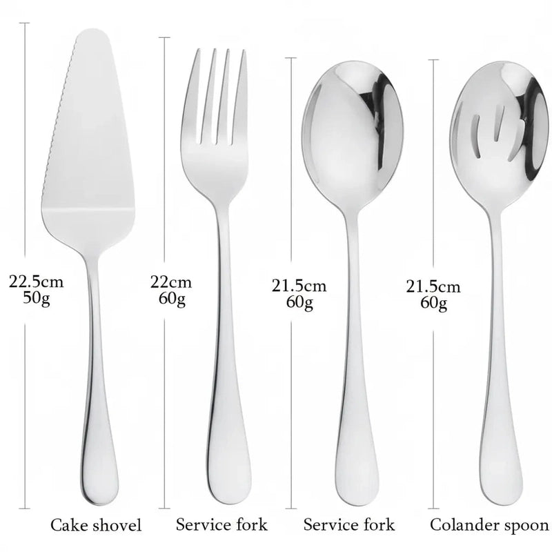 7Pcs Stainless Steel Gold Dinnerware Set