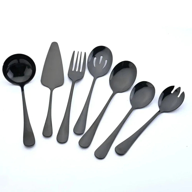 7Pcs Stainless Steel Gold Dinnerware Set