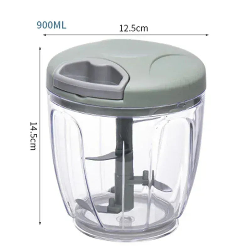 Garlic Chopper Manual Rotate Vegetable Cutter 14:200005536#Green 900ml