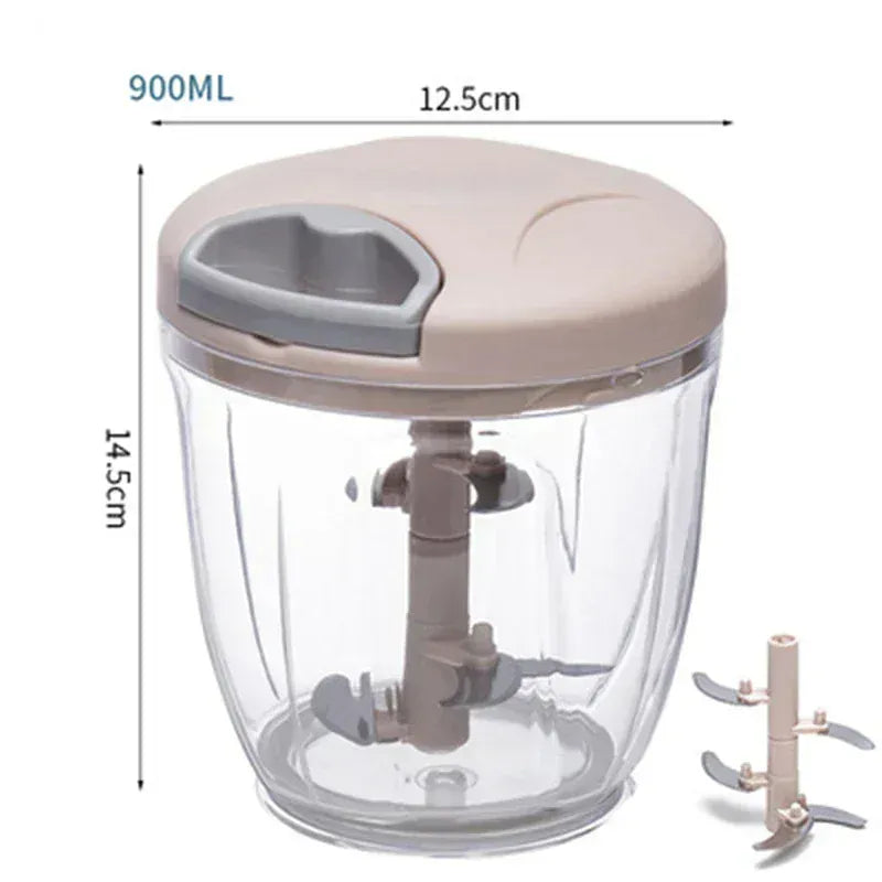 Garlic Chopper Manual Rotate Vegetable Cutter 14:200006156#Pink 900ml