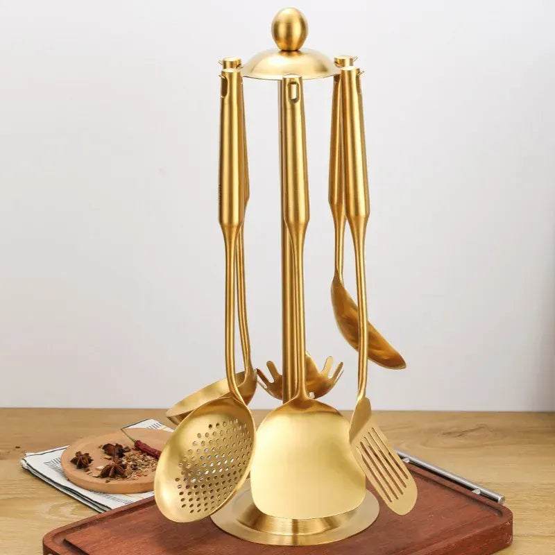 Golden Stainless Steel Kitchen Utensils Set