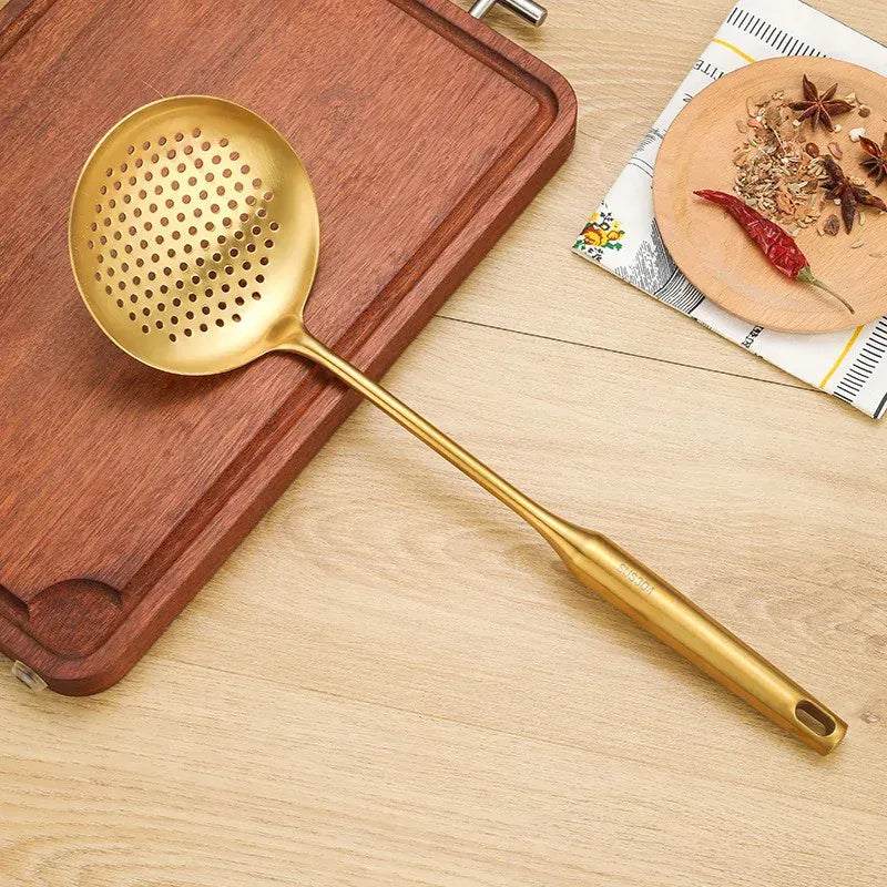 Golden Stainless Steel Kitchen Utensils Set 14:1052#1pc Soup Colander