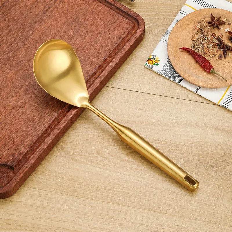 Golden Stainless Steel Kitchen Utensils Set 14:173#1pc Rice Spoon
