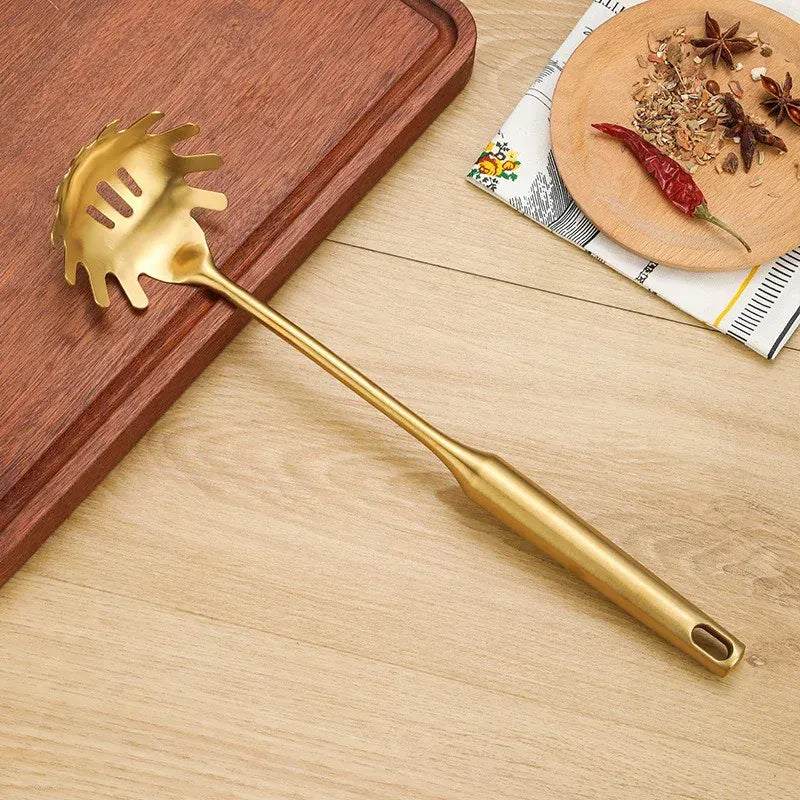Golden Stainless Steel Kitchen Utensils Set 14:366#1pc Noodle Colander