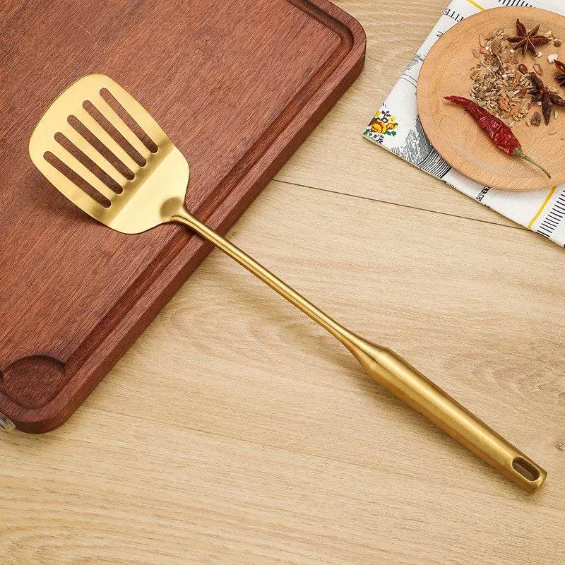 Golden Stainless Steel Kitchen Utensils Set 14:691#1pc Frying Shovel