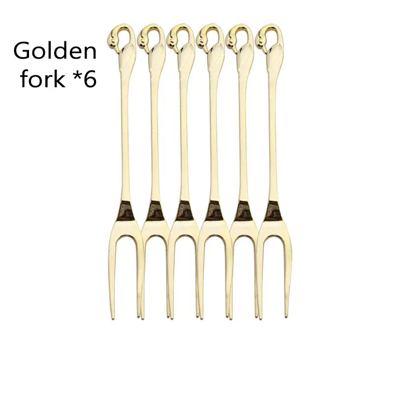 Golden Swan Base Utensil Holder 14:173#gold spoon
