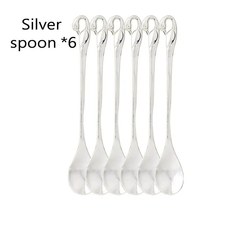 Golden Swan Base Utensil Holder 14:29#sliver spoon
