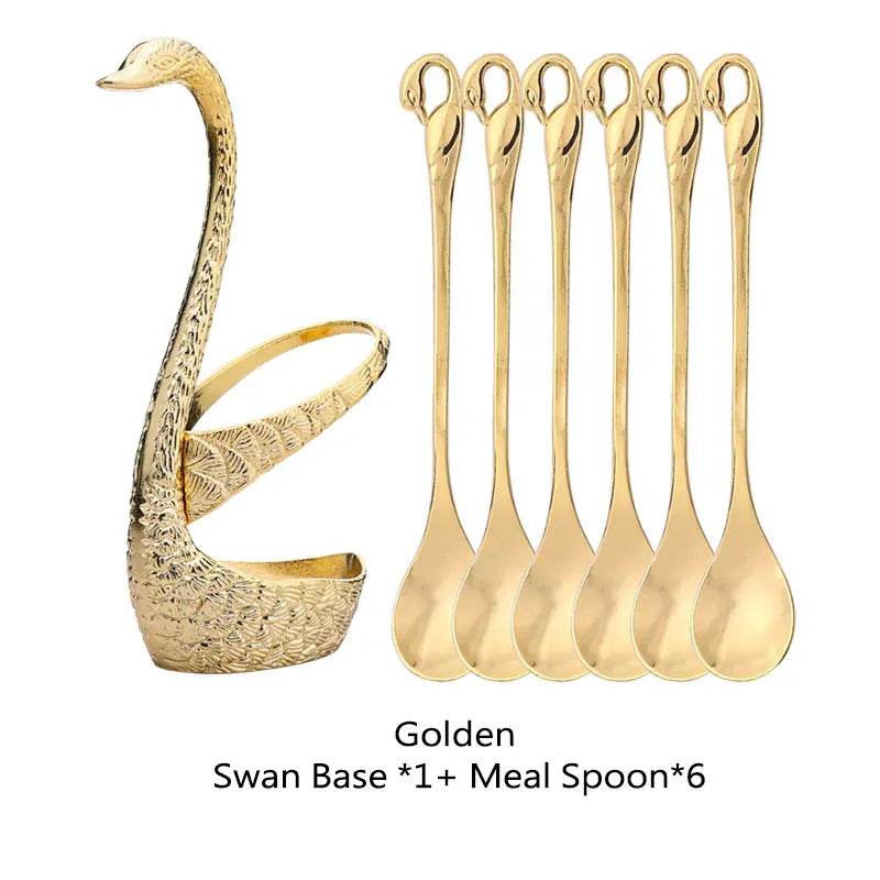 Golden Swan Base Utensil Holder 14:350852#gold set-6spoon