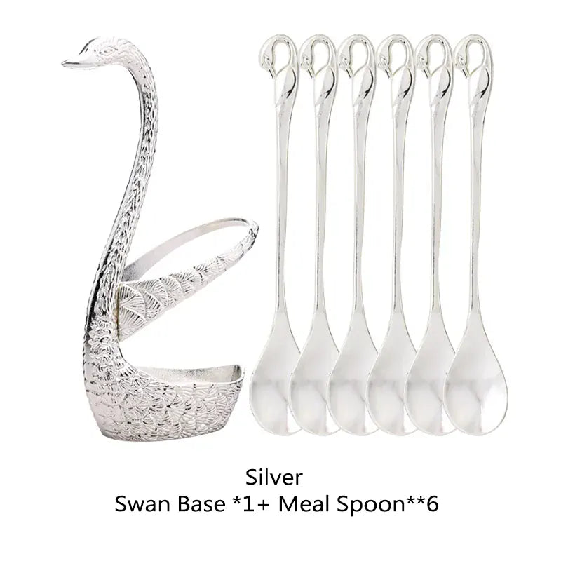Golden Swan Base Utensil Holder 14:365458#sliver set-6spoon