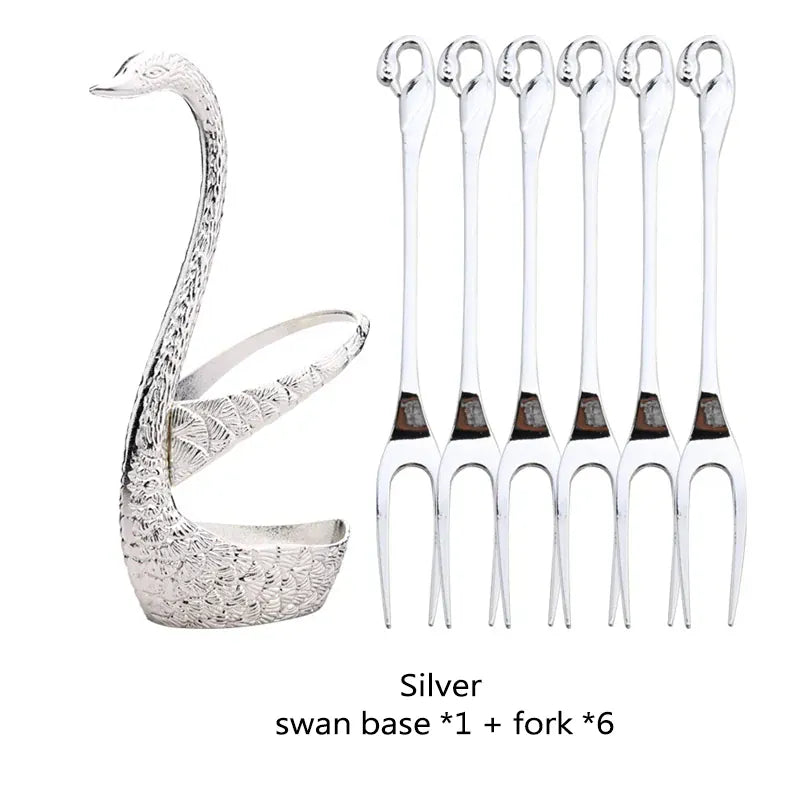 Golden Swan Base Utensil Holder 14:6146#sliver set-6fork