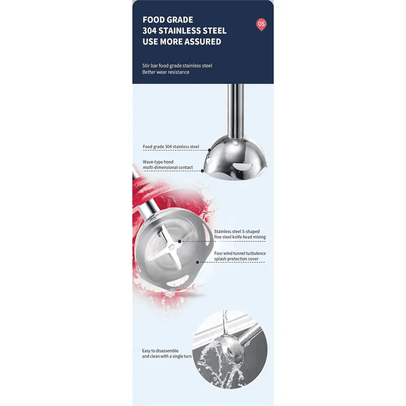 Hand Blender Electric Food Processor 14:200006154#Silver Black