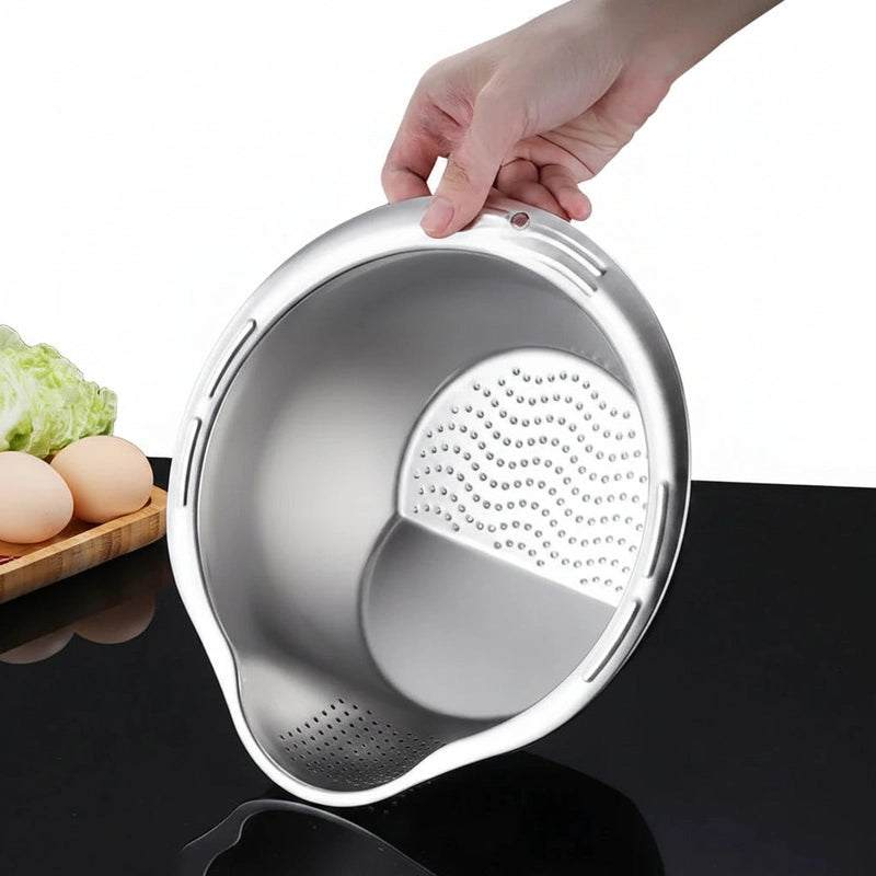 Stainless Steel Food Rice Washer Strainer Bowl