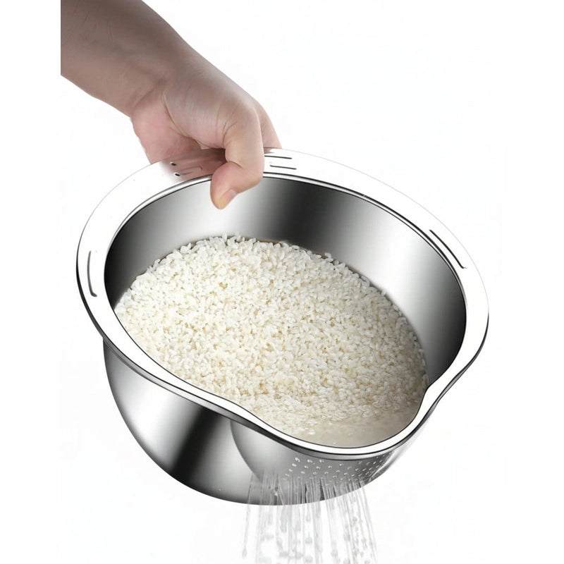 Stainless Steel Food Rice Washer Strainer Bowl
