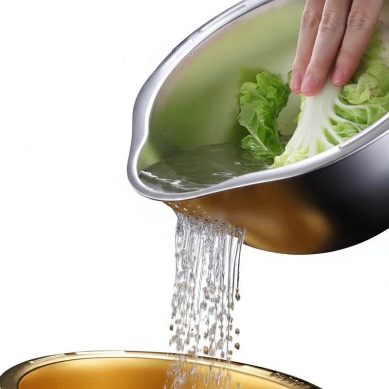Stainless Steel Food Rice Washer Strainer Bowl